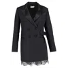 Self-portrait Crepe & Lace Blazer Dress In Black Polyester In Black