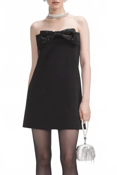 SELF-PORTRAIT CREPE BANDEAU MINI DRESS IN BLACK