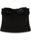 Self-portrait Black Sleeveless Top With Bandeau Neckline In Tech Fabric Woman In Black