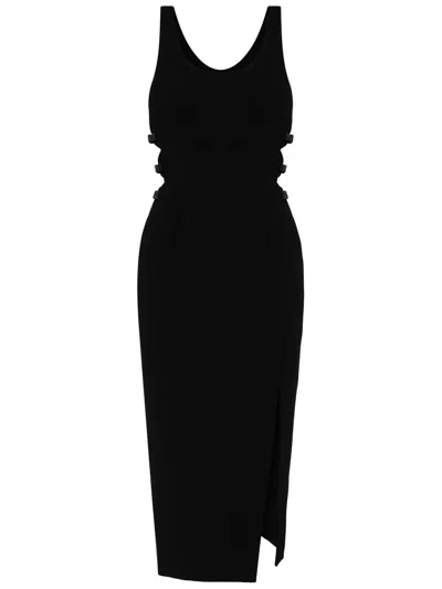Self-portrait Crepe Bow Midi Dress In Black