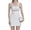 Self-portrait Crepe Bow Mini Dress In White In White
