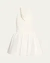 Self-portrait Crepe Bubble-hem Halter Mini Dress In Neutral