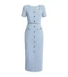 Self-portrait Crepe Mini Dress With Buttons And Belt In Blue