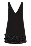 Self-portrait Sequined Crepe Mini Dress In Black