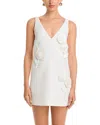 Self-portrait White Crepe Embellished Flower Mini Dress White In White