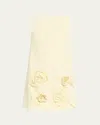 Self-portrait Yellow Mini Dress With Rose Patches And Spaghetti Straps In Tech Fabric Woman In Yellow