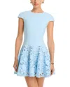 Self-portrait Womens Self Portrait Cap-sleeve Crepe And Lace Mini Dress In Blue