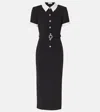 Self-portrait Midi Crepe Dress With Jewel Buttons In Black
