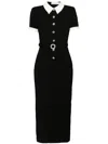 Self-portrait Midi Crepe Dress With Jewel Buttons In Black
