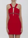 Self-portrait Embellished Cutout Crepe Mini Dress In Red