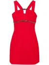 Self-portrait Embellished Cutout Crepe Mini Dress In Red