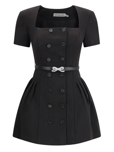 Self-portrait Crepe Minidress With Balloon Skirt Self Portrait In Black