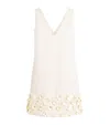 Self-portrait Crystal And Faux-pearl Embellished Crepe Mini Dress In Ivory