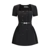 Self-portrait Double-breasted Short-sleeves Mini Dress In Black