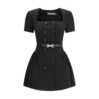 Self-portrait Crepe Short Sleeve Dress In Black
