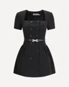 Self-portrait Double-breasted Short-sleeves Mini Dress In Black