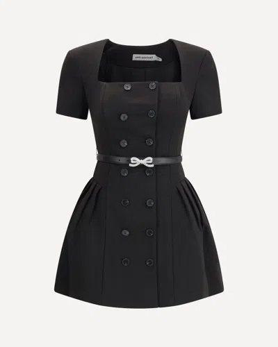 Self-portrait Black Crepe Short Sleeve Mini Dress