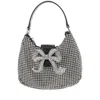 Self-portrait Silver Diamante Crescent Mini Shoulder Bag In Grey