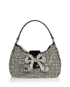 Self-portrait Crescent Rhinestone Bow Top Handle Bag In Silver