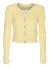Self-portrait Crystal-embellished Cable-knit Cardigan In Brown