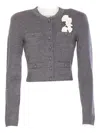 Self-portrait Grey Crochet Flower Cardigan Clothing In Gray