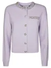 Self-portrait Lilac Crystal-trim Cardigan With Round Neckline In Purple
