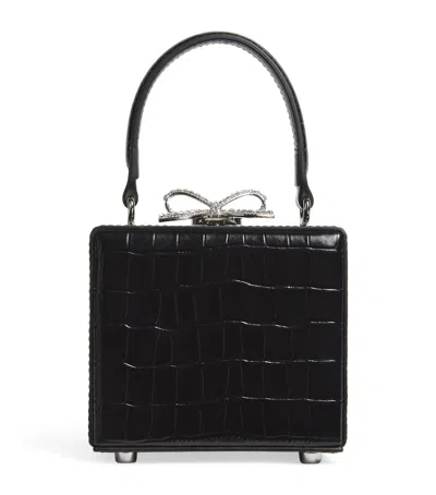 Self-portrait Croc-embossed Leather Micro Bag In Black