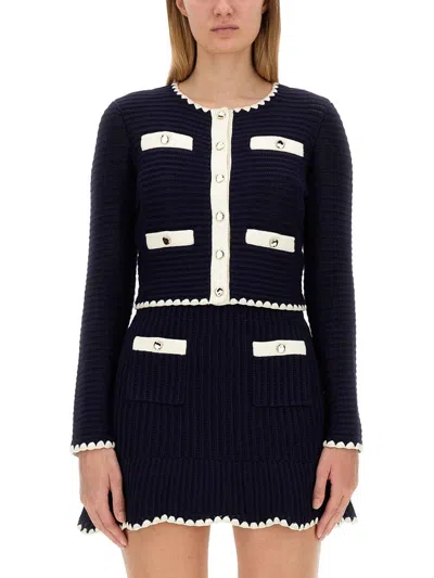 Self-portrait Crochet Cardigan In Black