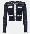 Self-portrait Crochet Knitted Cardigan With Contrasting Profiles In Blue