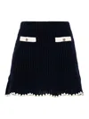 Self-portrait Crochet Mini Skirt In Dark Blue