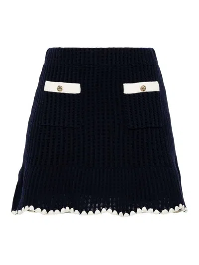 SELF-PORTRAIT CROCHET CONTRAST TRIM MINI SKIRT