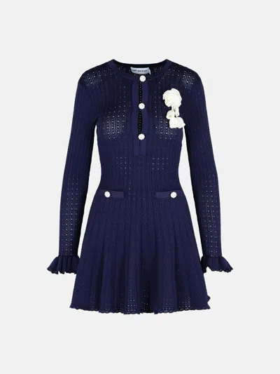 Self-portrait 'crochet' Dress In Blue Viscose Blend