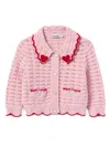 Self-portrait Crochet-knit Cardigan In Pink