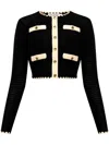 Self-portrait Navy Crochet Contrast Trim Cardigan