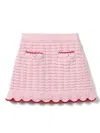 Self-portrait Embellished Scalloped Cotton-blend Skirt In Pink