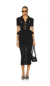 Self-portrait Midi Crochet Dress With Bows In Black