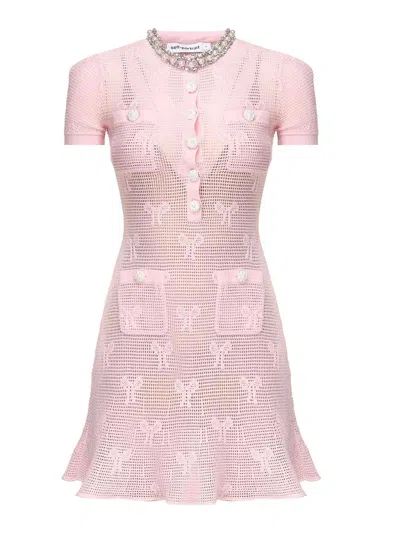 SELF-PORTRAIT CROCHET MINI DRESS WITH BOW