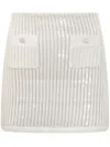 Self-portrait Mini Sequin Knit Skirt With Button-accented Pockets