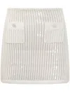 Self-portrait Sequined Crocheted Cotton And Cashmere-blend Mini Skirt In White