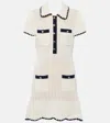 Self-portrait Decorative Buttons Ribbed Knit Minidress In White