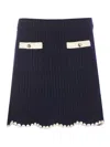 Self-portrait Crochet Mini Skirt In Azul