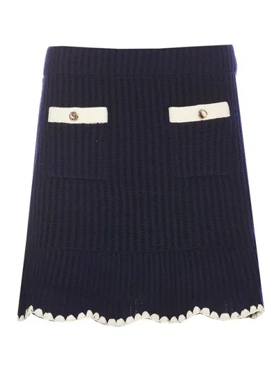 Self-portrait Crochet Skirt In Azul