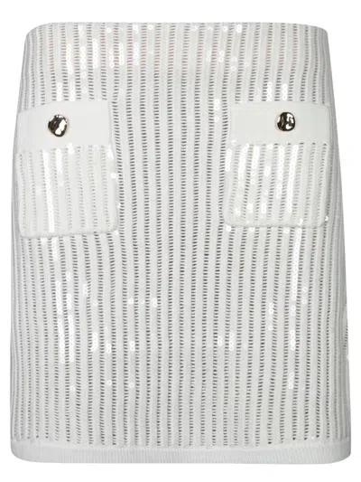 SELF-PORTRAIT CROCHET SKIRT IN WHITE COTTON BLEND