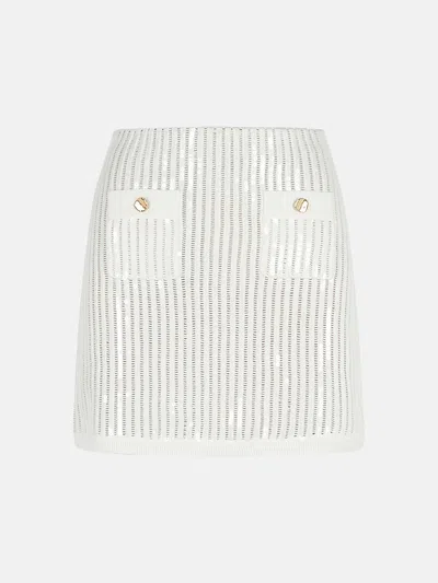 Self-portrait 'crochet' Skirt In White Cotton Blend