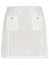 Self-portrait Sequined Crocheted Cotton And Cashmere-blend Mini Skirt