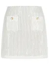 Self-portrait Sequined Crocheted Cotton And Cashmere-blend Mini Skirt In White