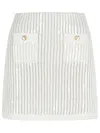 Self-portrait Sequined Crocheted Cotton And Cashmere-blend Mini Skirt In White