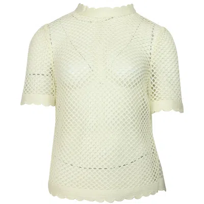 Self-portrait Crochet Top In Cream Polyester In White