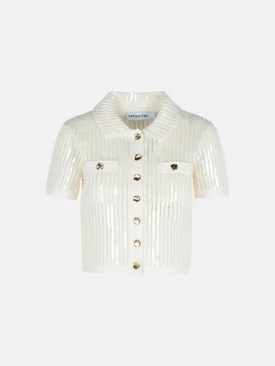 Self-portrait 'crochet' White Cotton Blend Top