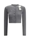 Self-portrait Grey Crochet Flower Cardigan Clothing In Gray